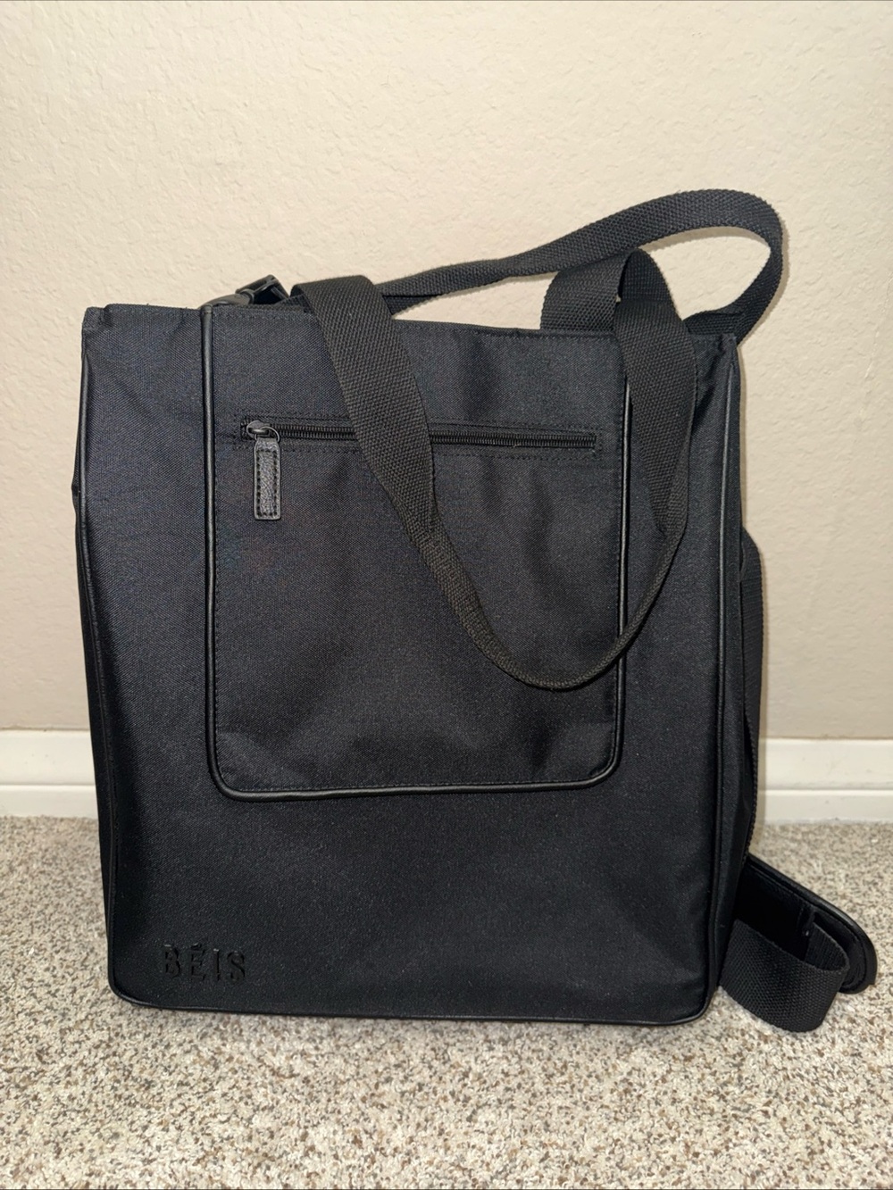BEIS The North To South Tote Bag in Black Removable Shoulder Strap Travel